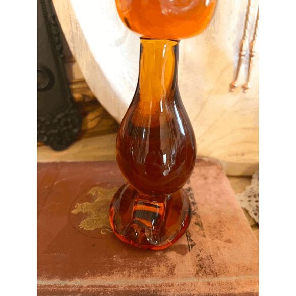 Vintage Viking Glass Amber Cat Figurine – MCM Paperweight – 1970s - Picture 4 of 5